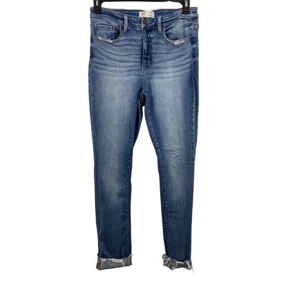 BKE Denim - BKE Payton Jeans Womens 28x32 Blue Mid Rise Ankle Skinny Raw Hem Faded Whiskered